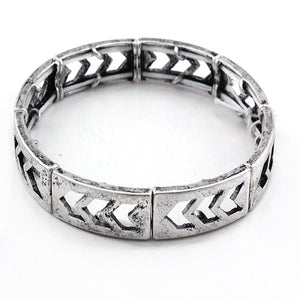 Chevron bracelet - burnish silver
