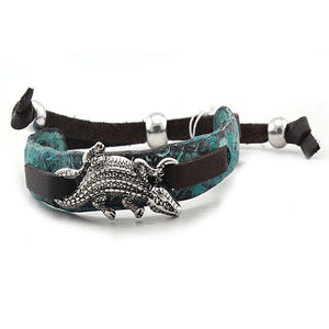 Alligator bracelet - patina & silver