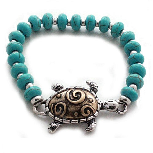 Turtle w/ turquoise stone bracelet - gold