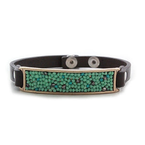 Pave turquoise bar bracelet - gold