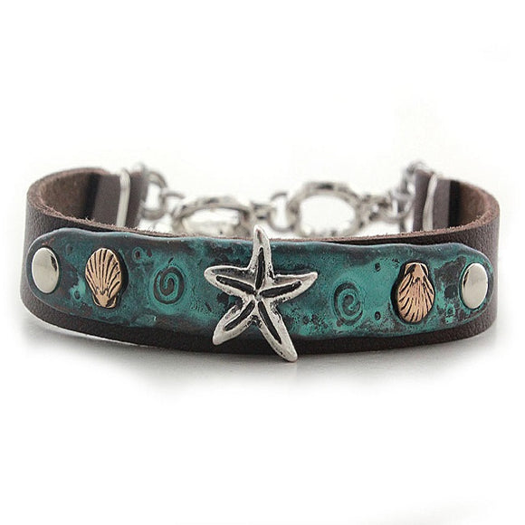 Starfish w/ sealife bracelet - patina