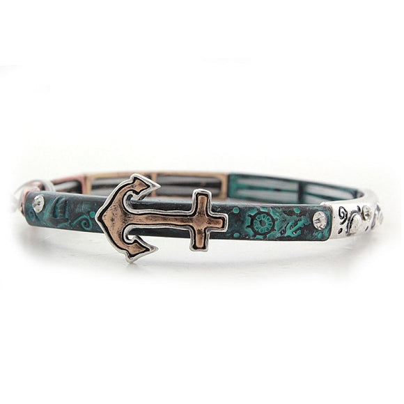 Anchor bracelet - patina multi