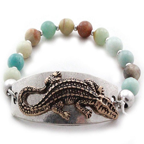 Alligator w/ semi precious bracelet