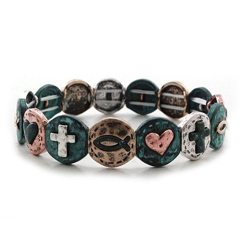 Cross & heart bracelet