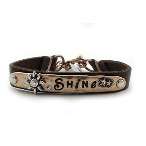 Shine leather bracelet - gold brown