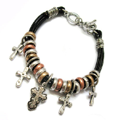 Cross charm bracelet - multi