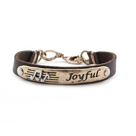 [12pcs] Joyful leather toggle bracelet - brown