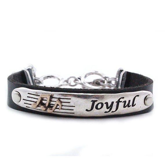 [12pcs] Joyful leather toggle bracelet - black