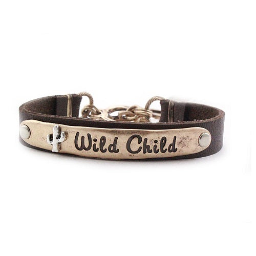 Wild child leather bracelet - gold