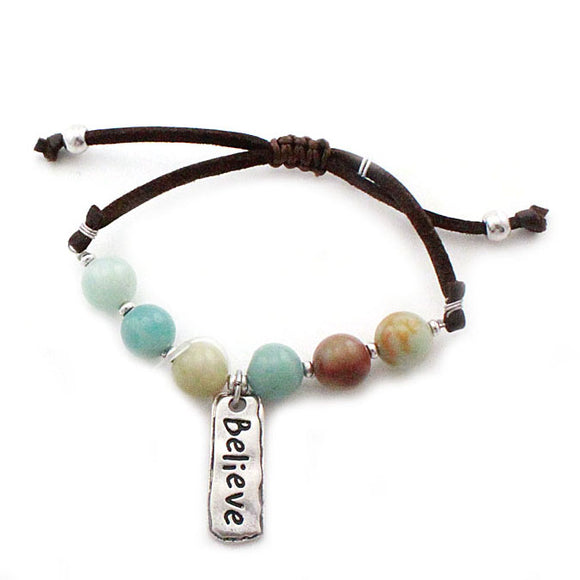 Believe charm w/ semi precious bracelet - LMT