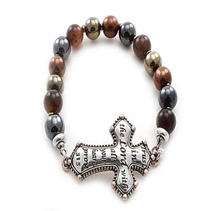 Cross with ccb bead bracelet