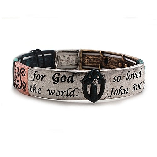 John 3:16 bracelet - patina