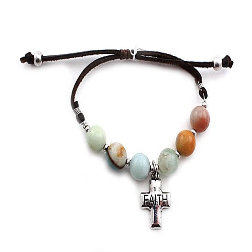 Cross & faith semi precious bracelet