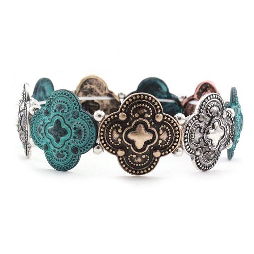 Clover bracelet - patina multi
