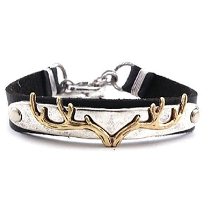 Antler leather bracelet - gold