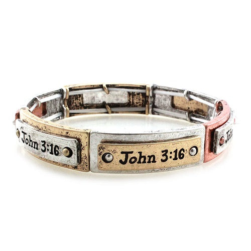 John 3:16 bracelet - tri tone