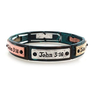 John 3:16 bracelet - patina multi