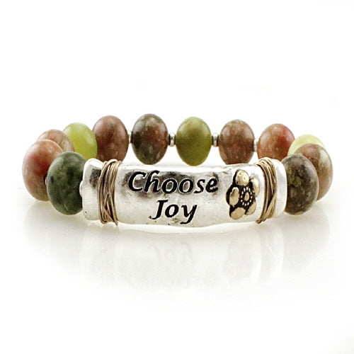 Choose Joy semi precious bracelet - brown