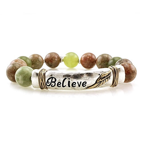 Believe semi precious bracelet - Brown