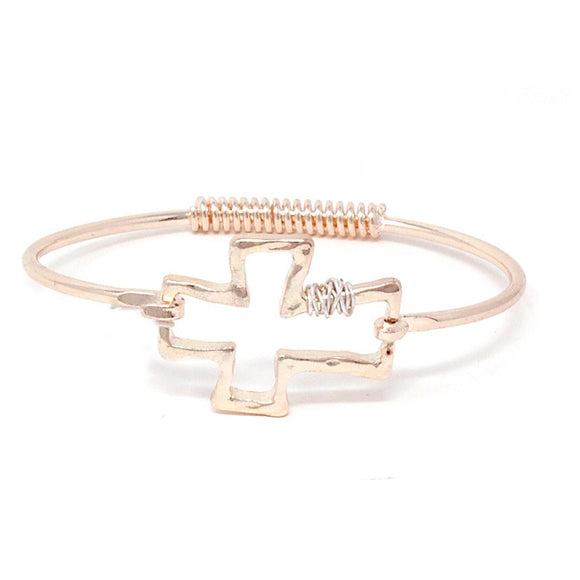Cross with wire bracelet - rose gold