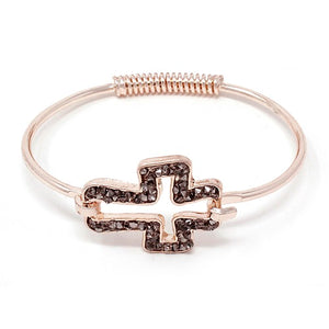 Cross pave bracelet - rose gold & black diamond