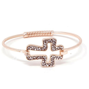 Cross pave bracelet - rose gold & clear