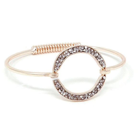Round pave stone bracelet - rose gold