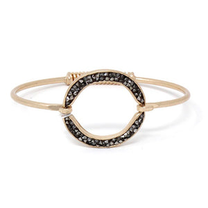 Round pave stone bracelet - worn gold