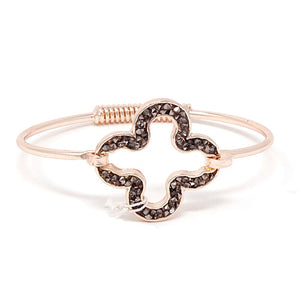 Pave clover bracelet - rose gold black diamond