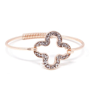 Pave clover bracelet - rose gold clear