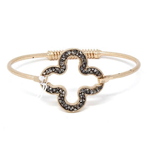 Pave clover bracelet - worn gold black diamond