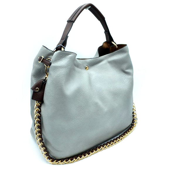 2-in-1 chain hobo bag - grey