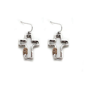 Cross w/ wired earring - silver
