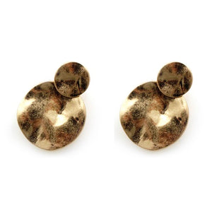Round hammered earring - gold