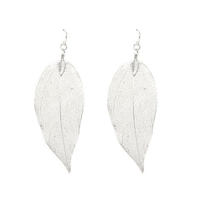 Real leaf earring - silver