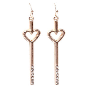 Heart w/ crystal studs earring - rose gold