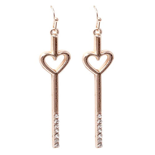 Heart w/ crystal studs earring - rose gold