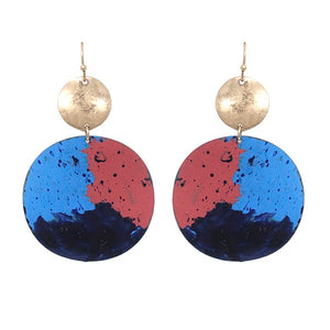 Hand painted round drop earring