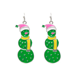 [12PC] Christmas Snowman Cactus earring