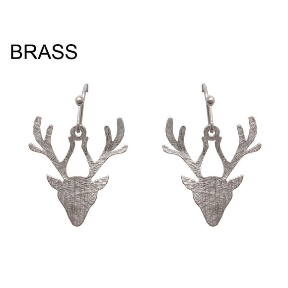 [12PC] Reindeer earring - worn silver