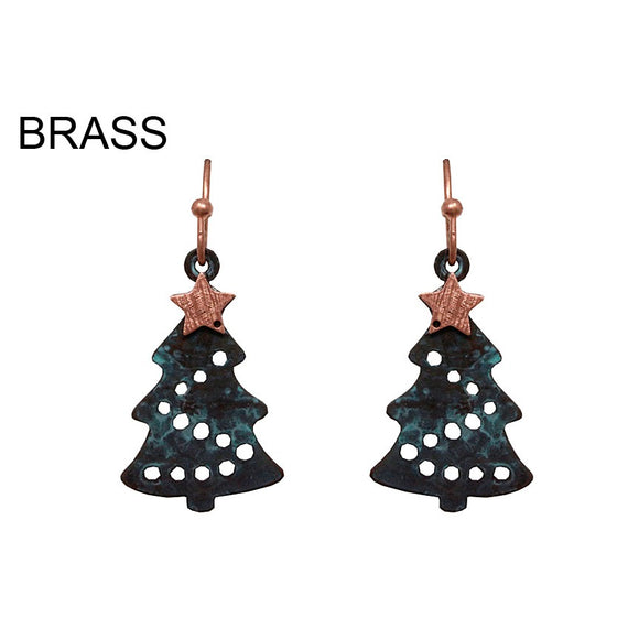 [12PC] Christmas Tree earring - patina