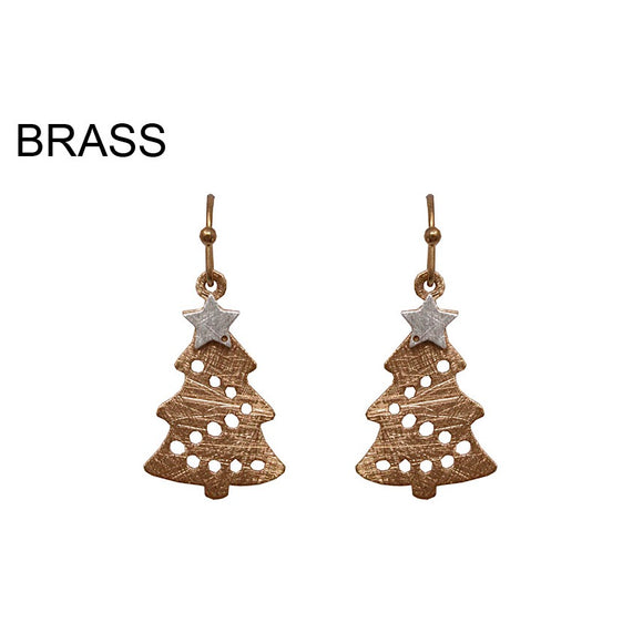 [12PC] Christmas Tree earring - worn gold