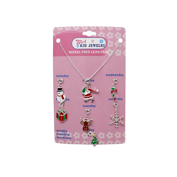 [12PC] Kid's Christmas 7 charm necklace