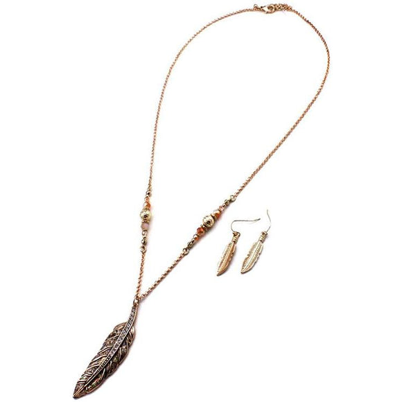 ABALONE FEATHER NECKLACE SET - Pink Vanilla