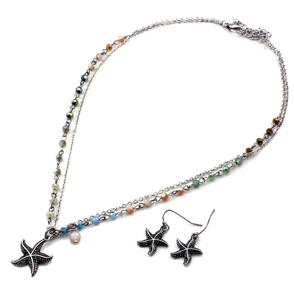 Starfish w/ seed bead necklace set