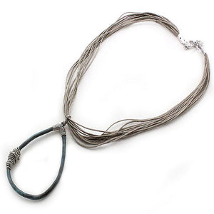 Tear drop necklace set - patina