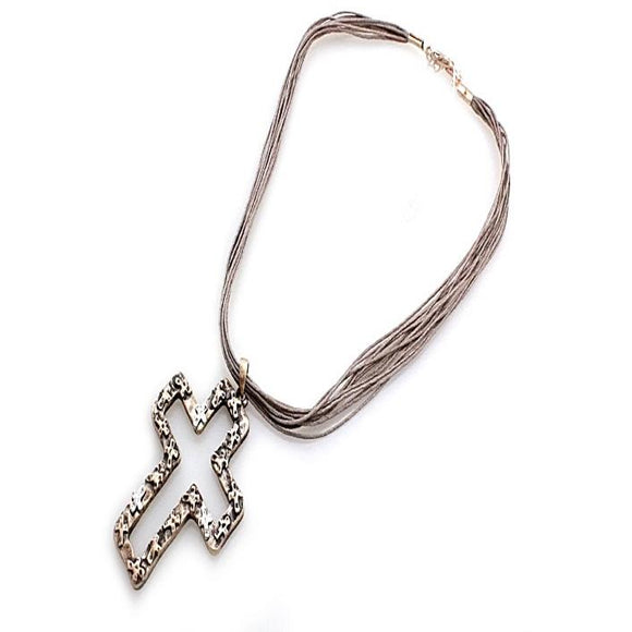 CROSS W/ CORD NECKLACE SET - GOLD