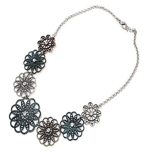 Flower bib style necklace set