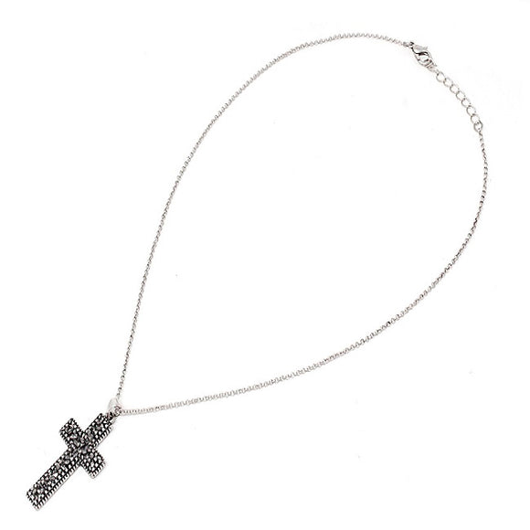 Pave Cross necklace set - silver
