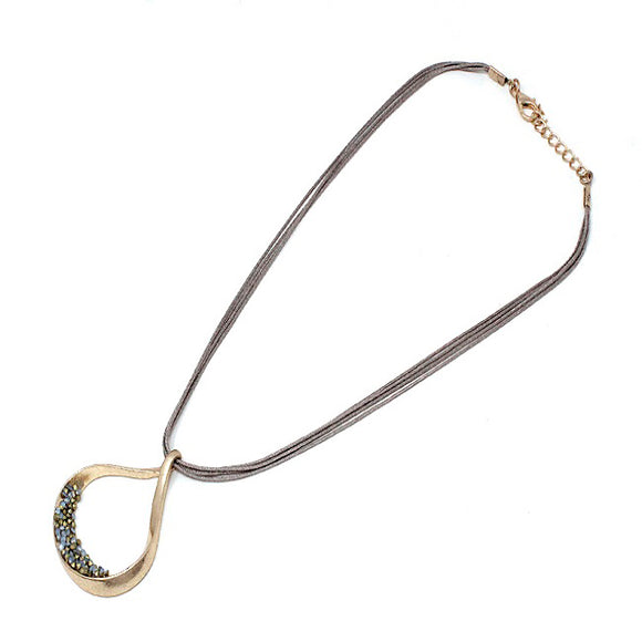 Tear drop w/ pave necklace set - worn gold